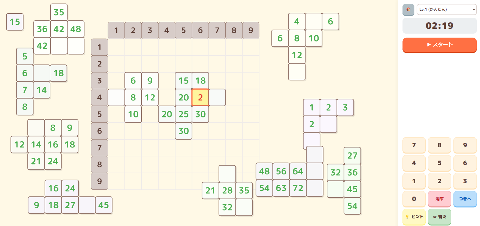 数字を入力する様子