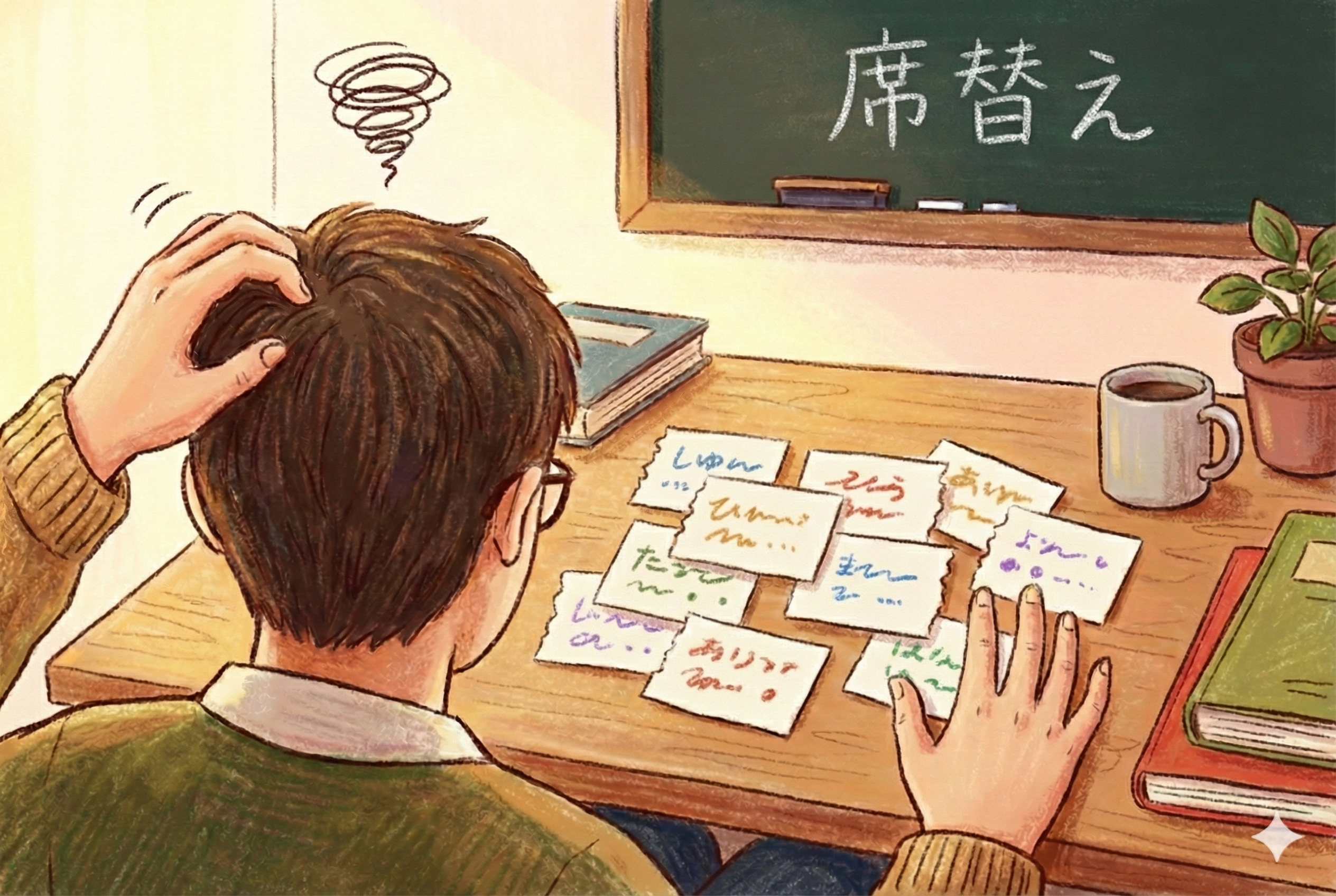 席替えの悩みイラスト