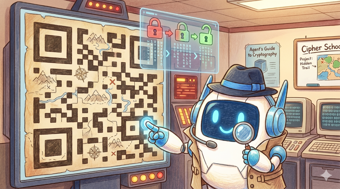 QRコードからデータが飛び出すイラスト