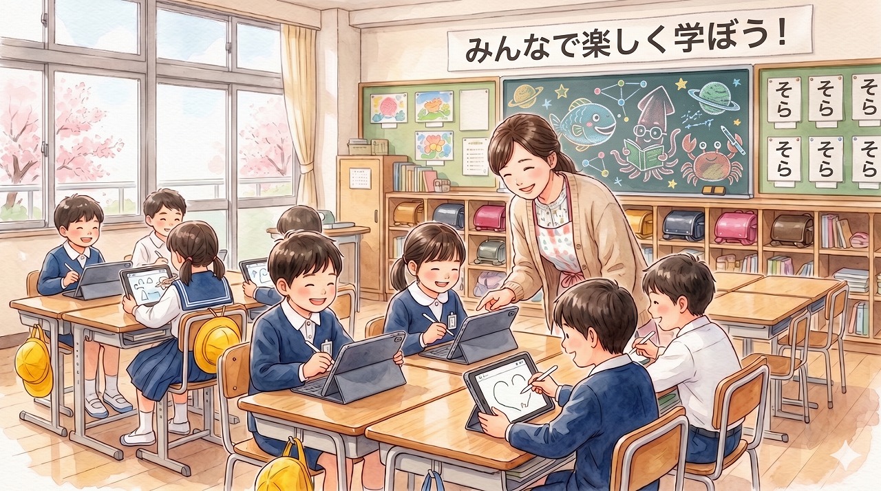トレースアーティストで楽しくイラストを描く子どもたち