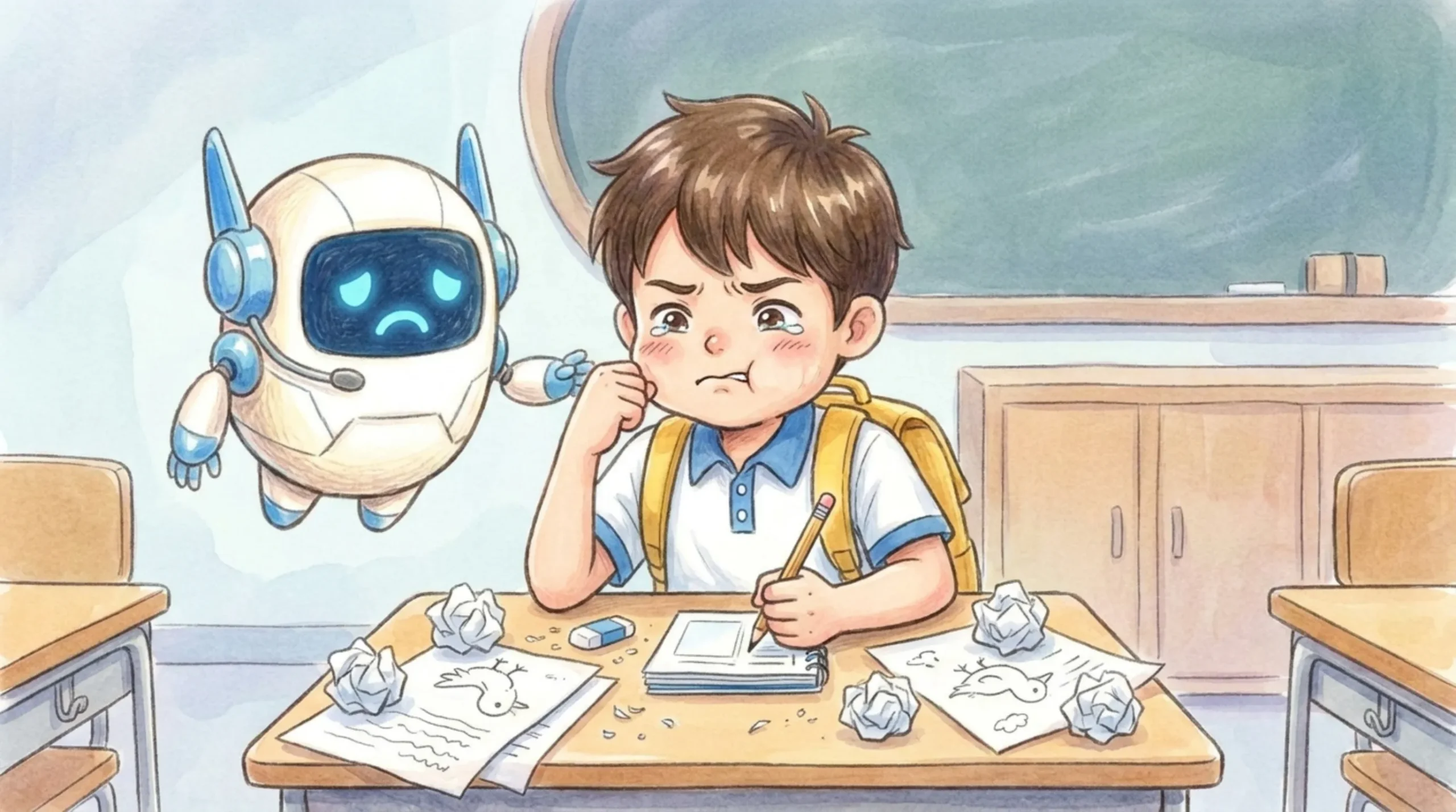 パラパラ漫画づくりに困っている子ども