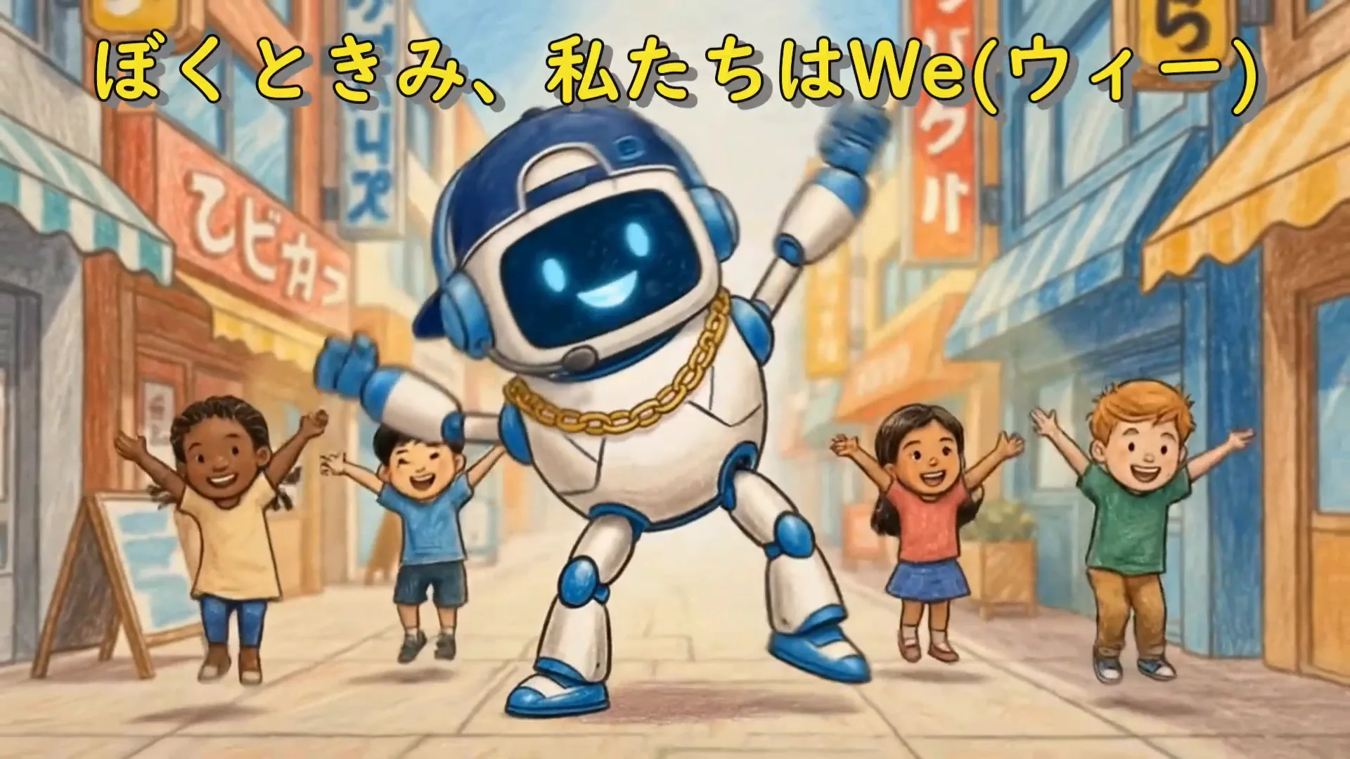 ぼくときみ、私たちはWeと歌う場面